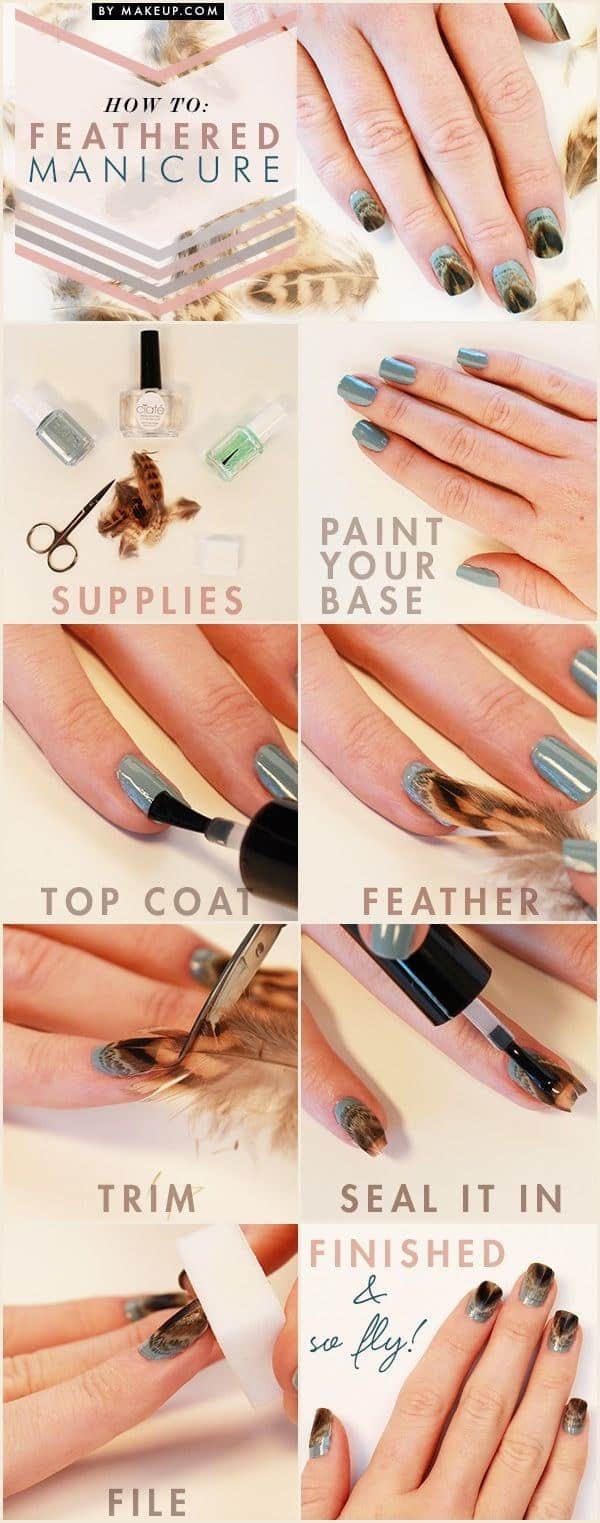 Fall feathered manicure