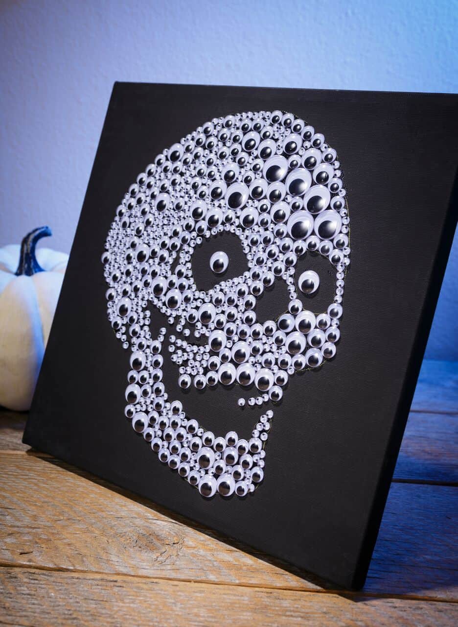 Googly eyed skull canvas