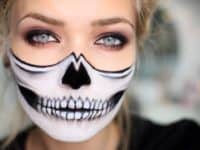 Half skull face 200x150 Awesome DIY Makeup Looks for Halloween Parties