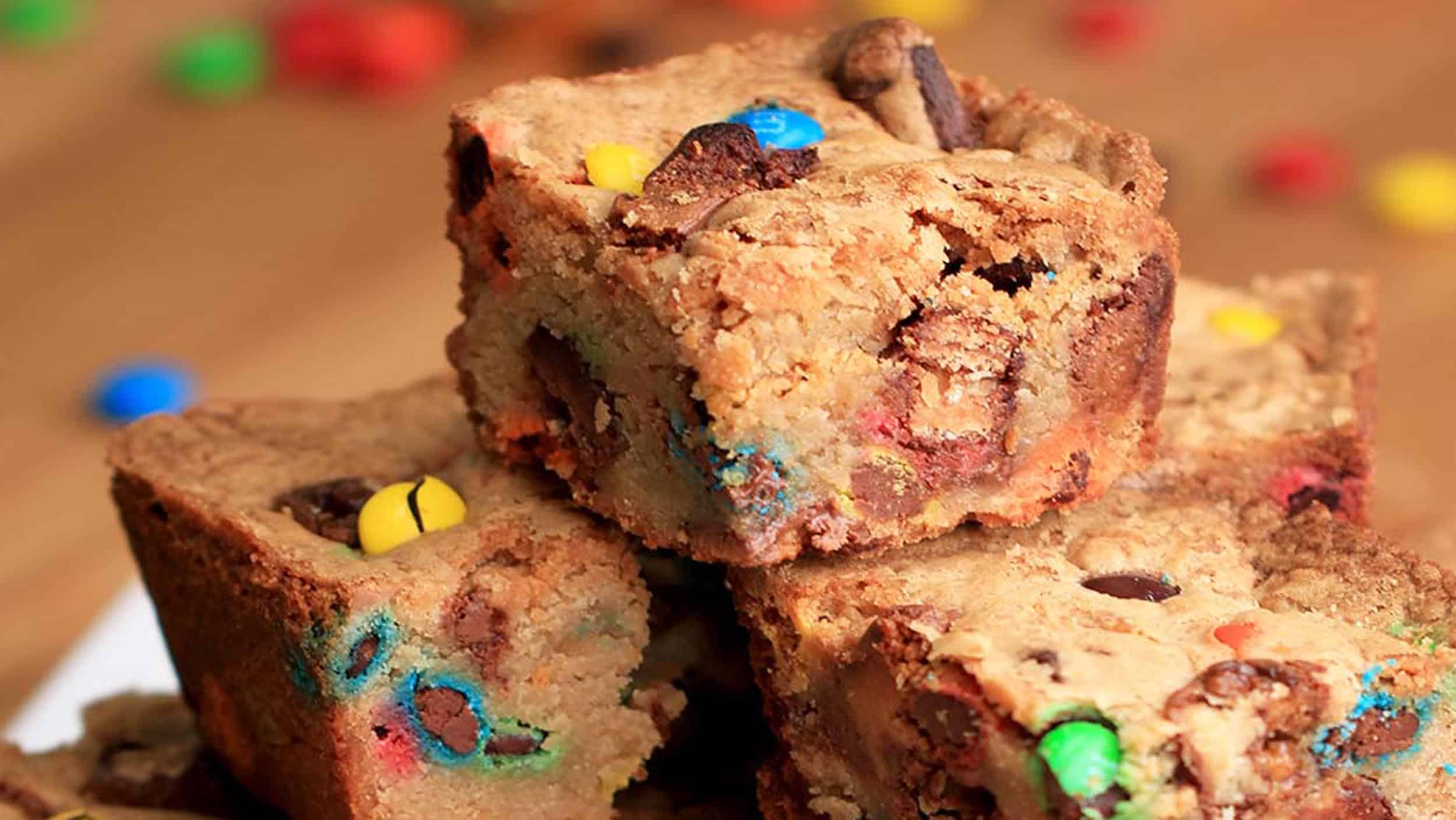 Leftover Halloween candy cookie bars