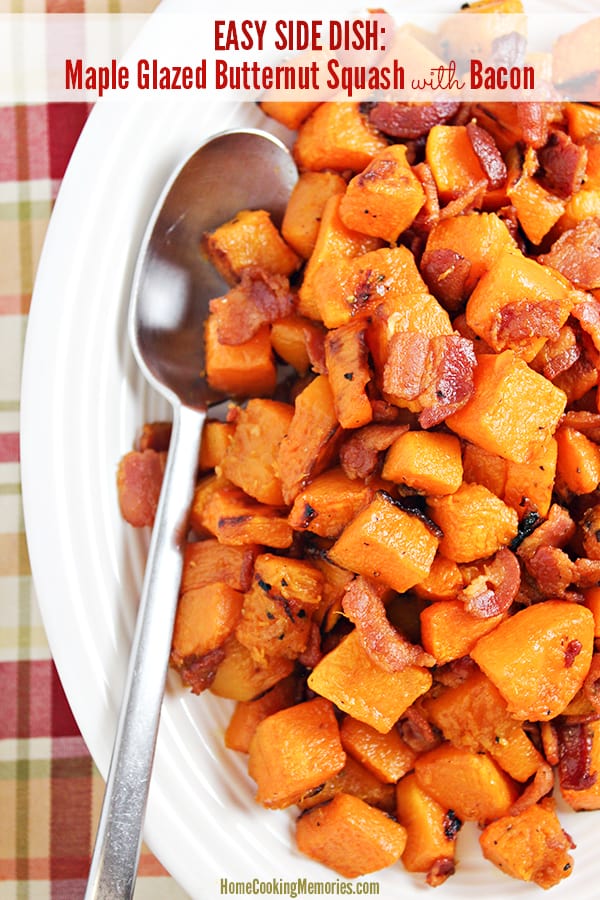Maple glazed butternut squash with bacon