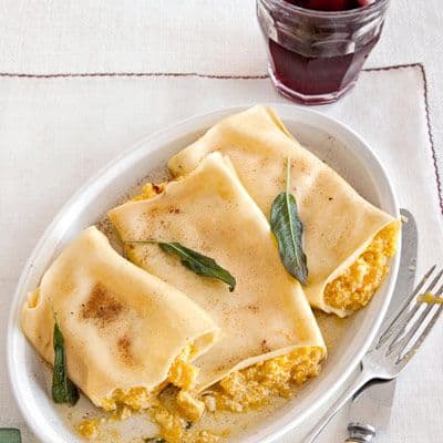 Pumpkin cannelloni with sage brown butter sauce