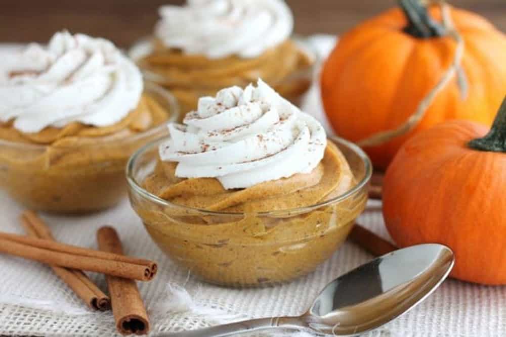 Whipped cream topped pumpkin mousse