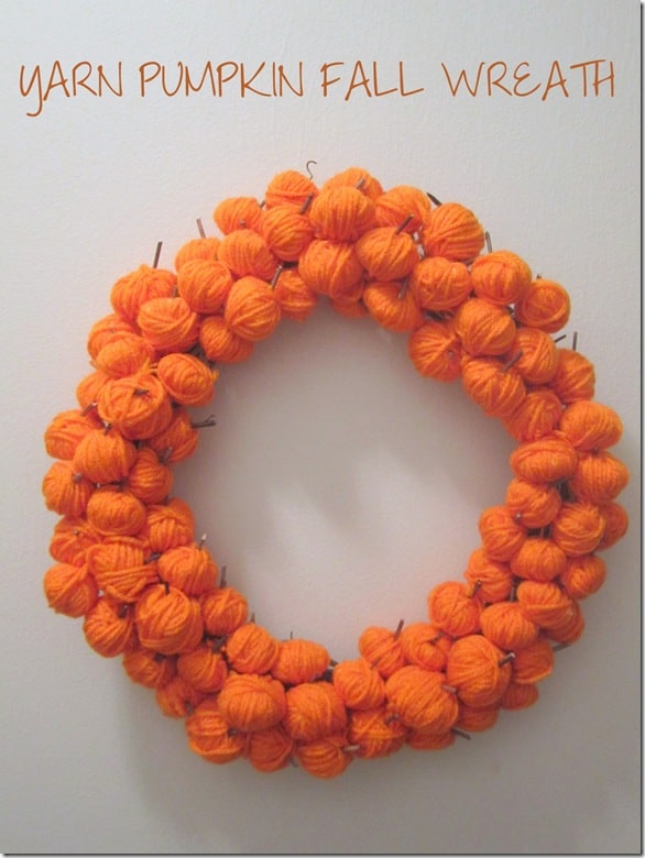 Yarn pumpkin wreath