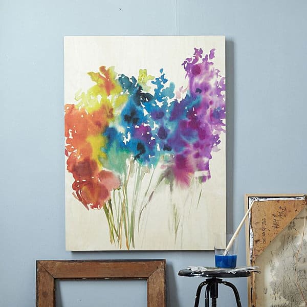 Floral Watercolor Canvas Painting Rainbow Color Best Summer Decor