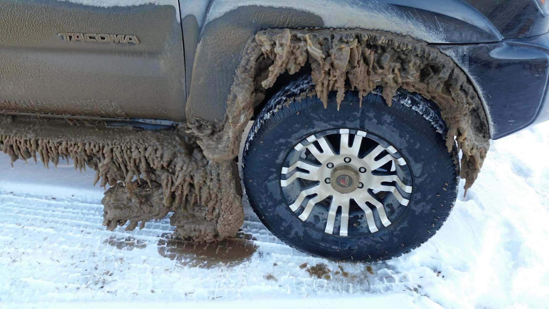 Clear snow and ice from your tire wells before you drive