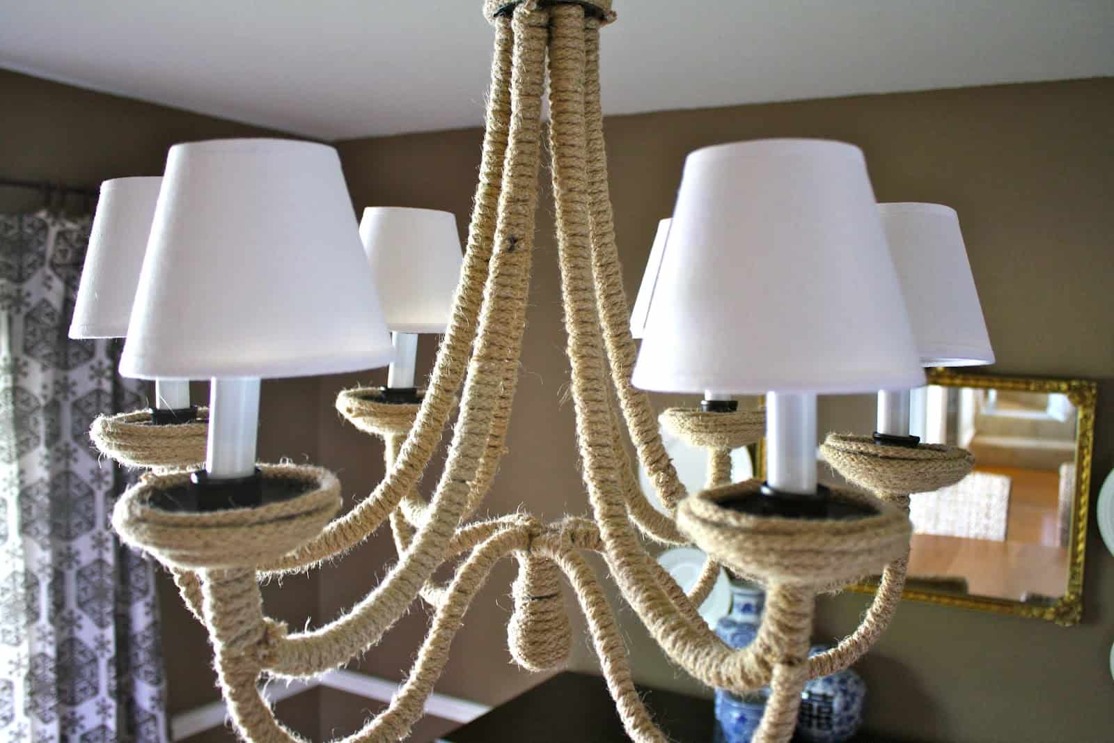 DIY rope wrapped chandelier