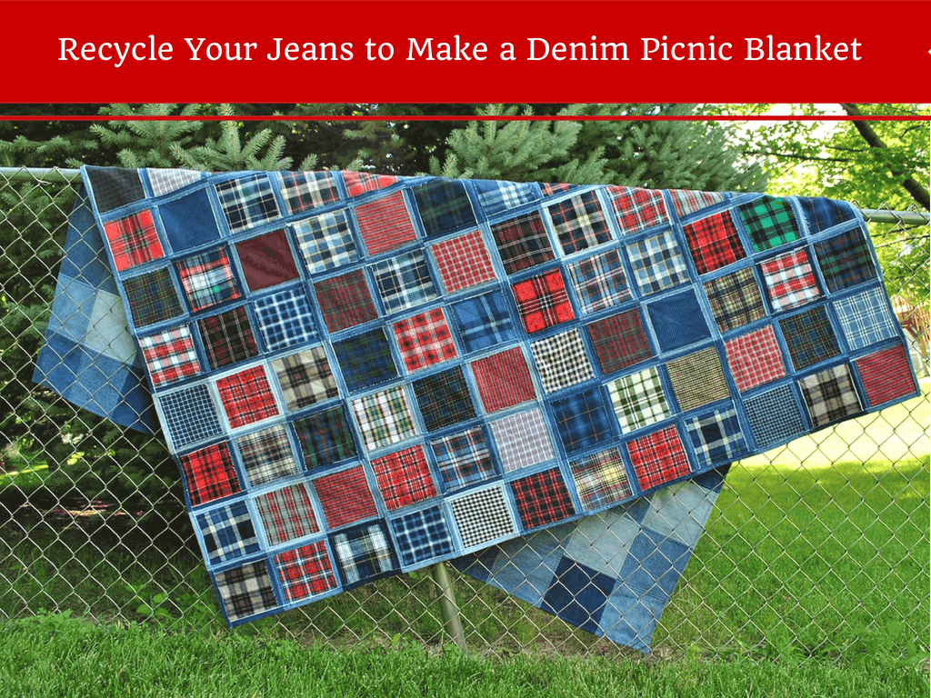 Denim and plaid picnic blanket