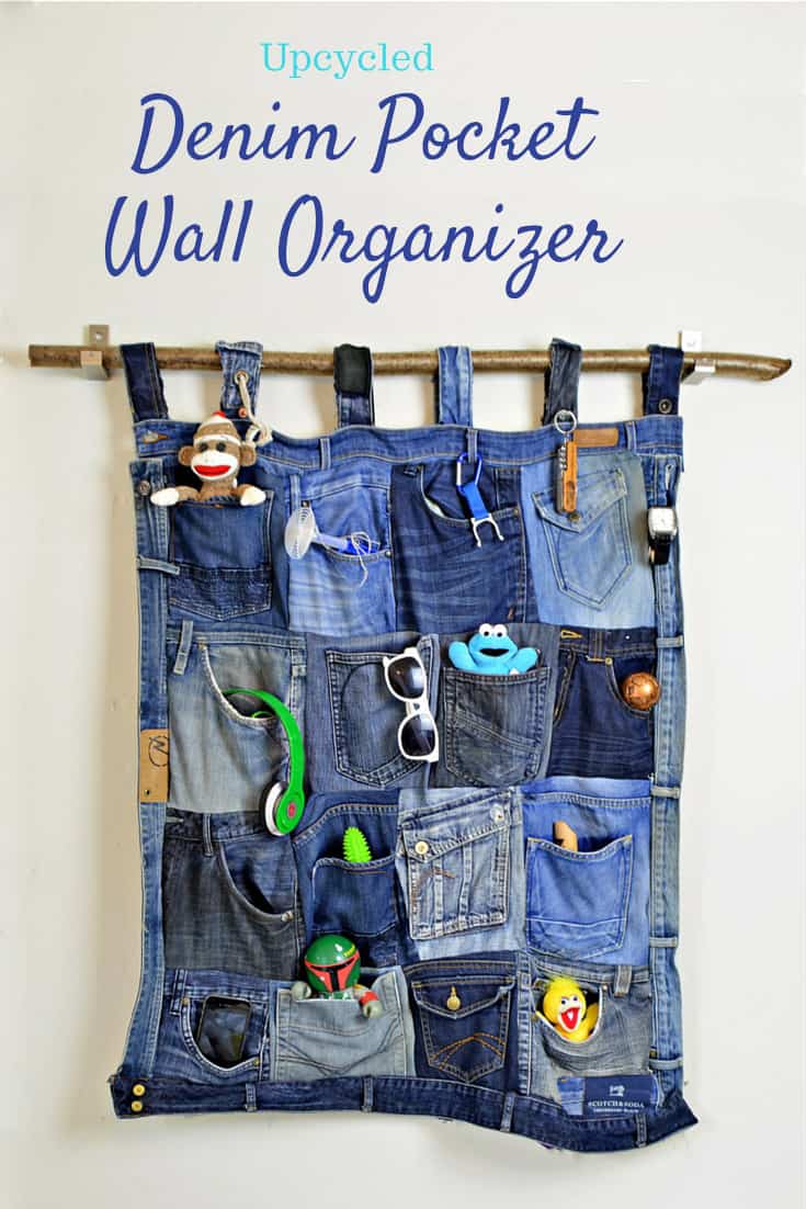 Denim pocket wall organizer