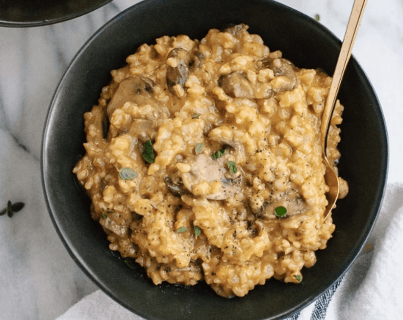 Easy brown rice mushroom risotto