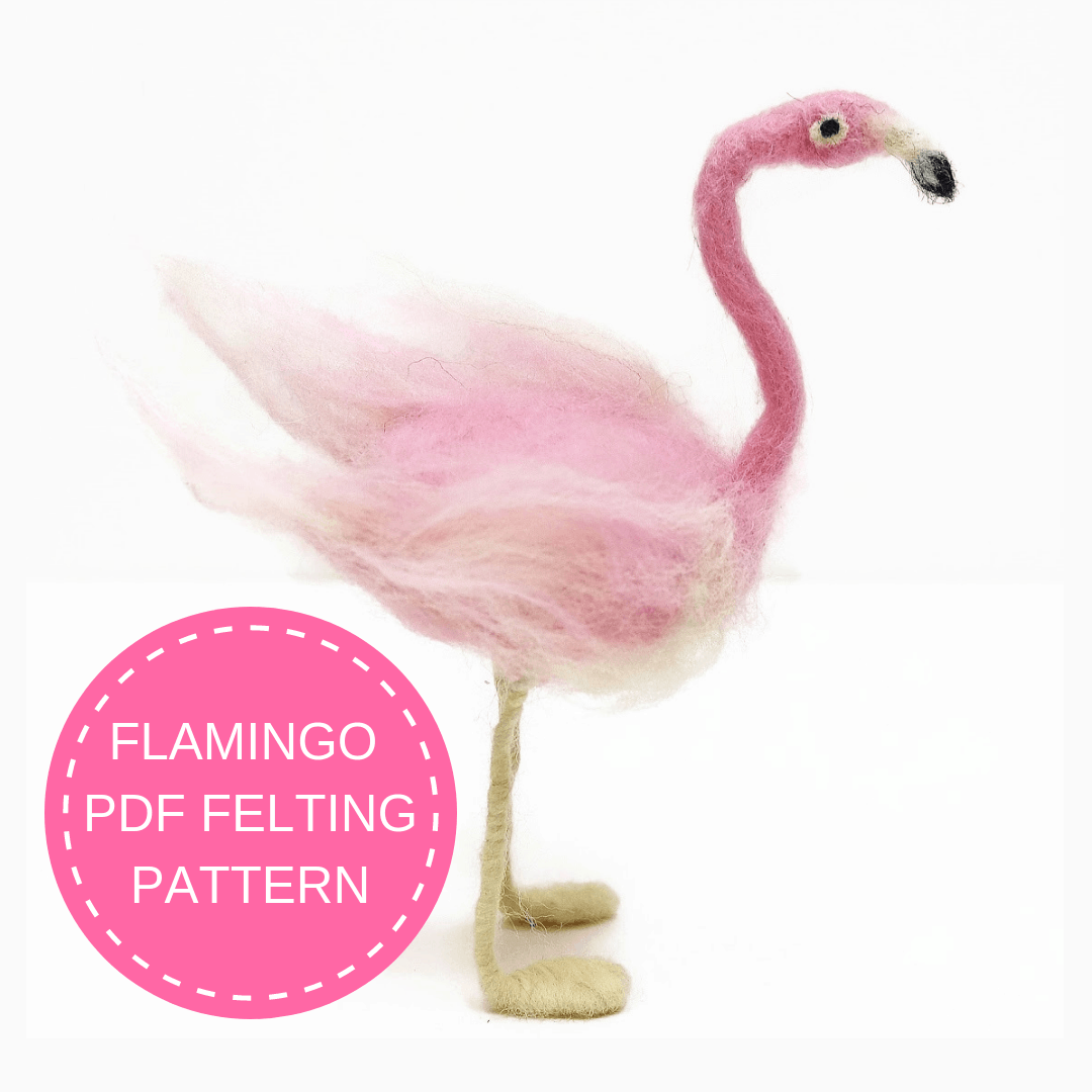 Fluffy felted flamingo