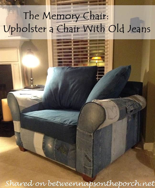 Fully upholstered denim chair