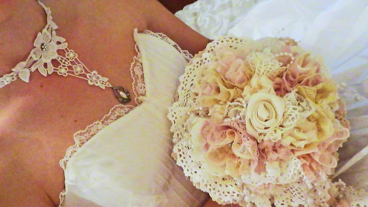 Lace and flowers bouquet