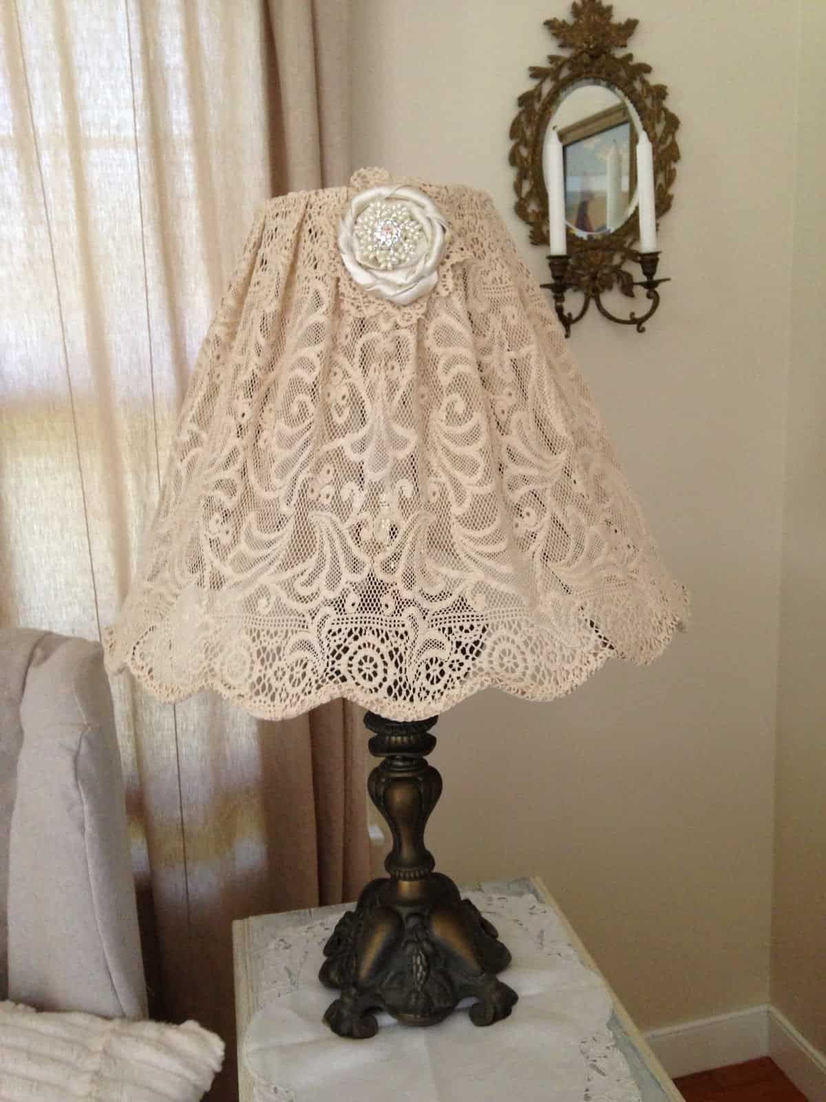 Lampshade from an antique lace tablecloth