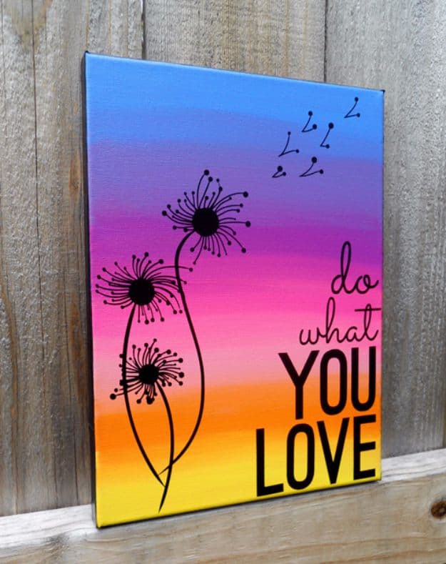 Quote, colour ombre, and silhouette painting