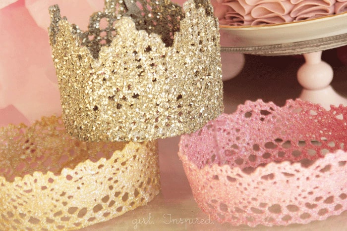 Sparkly, starched lace crowns