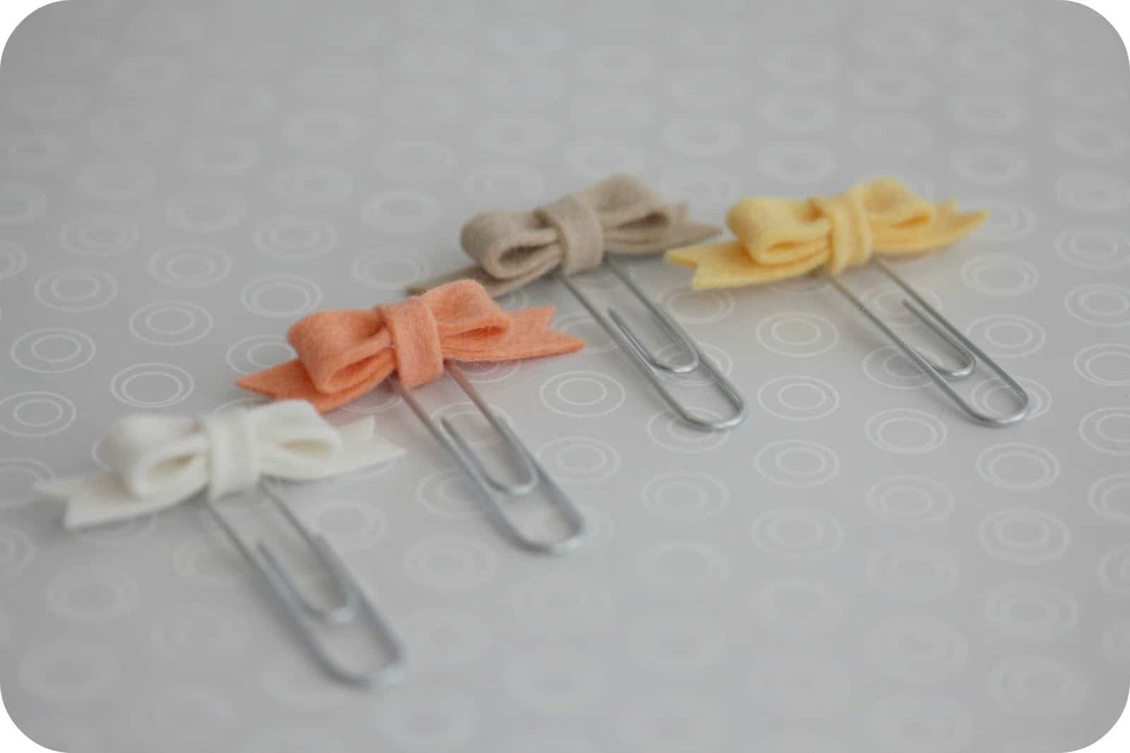 Tiny bow paperclip bookmarks
