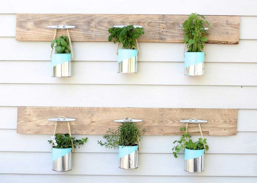 Wood and paint can planters