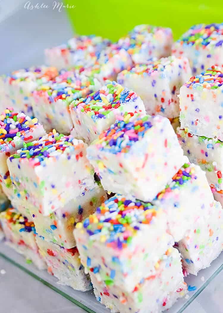 Cake mix and sprinkles fudge
