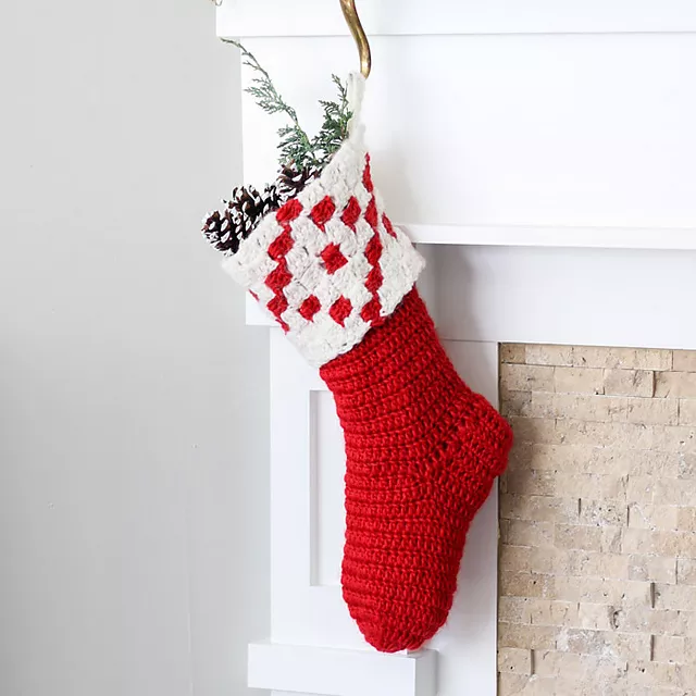 Crocheted Christmas stocking Festive Crafting: Lovely Christmas Themed Crochet Patterns