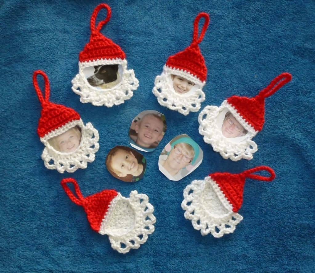 Crocheted Santa photo ornaments
