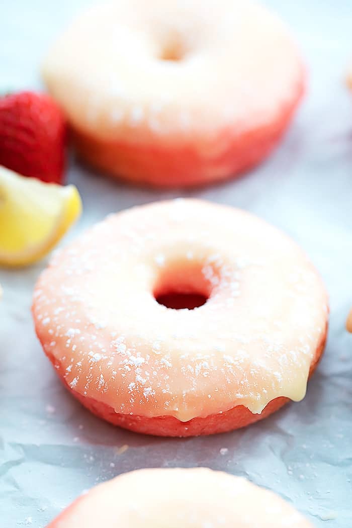Ombre strawberry lemonade donuts