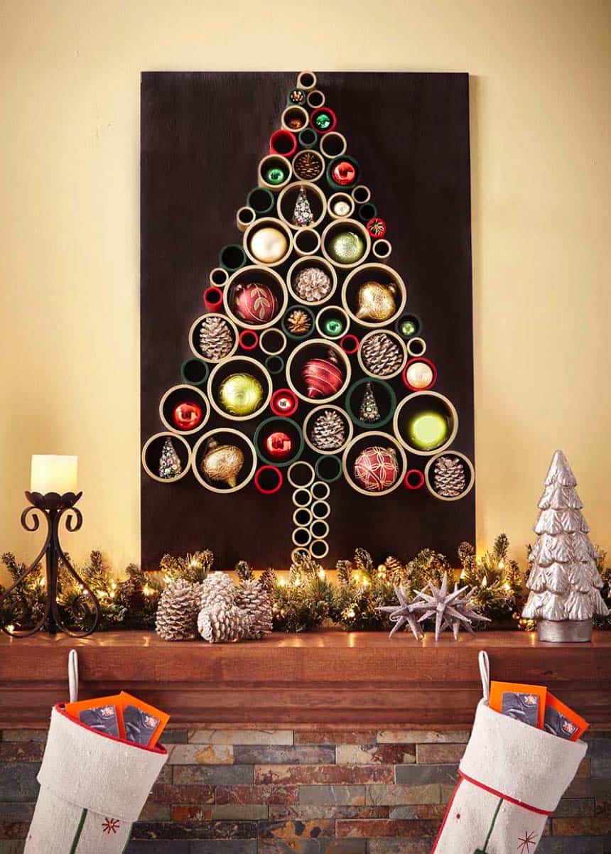 PVC pipe and ornament tree canvas