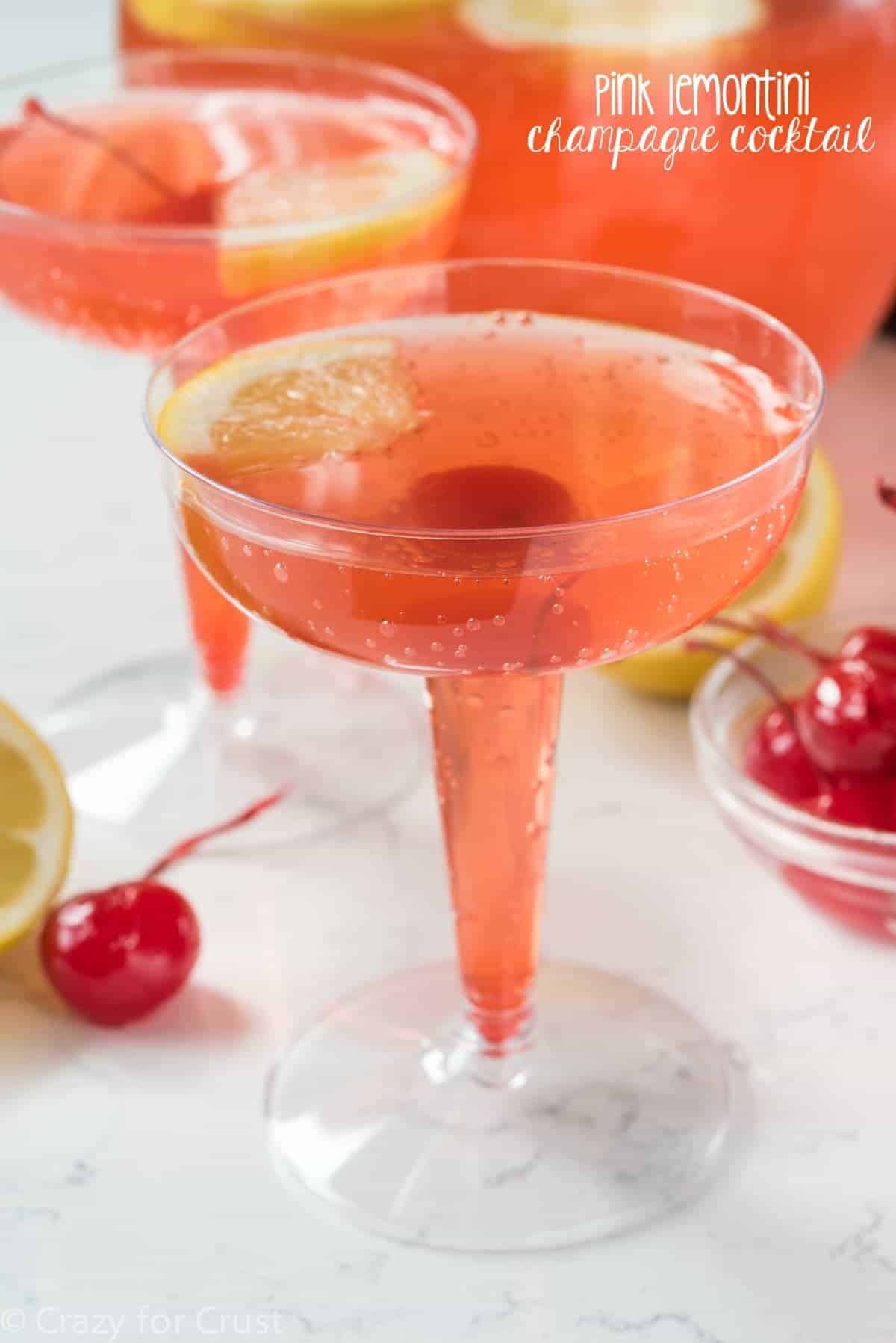 Pink lemontini cocktail