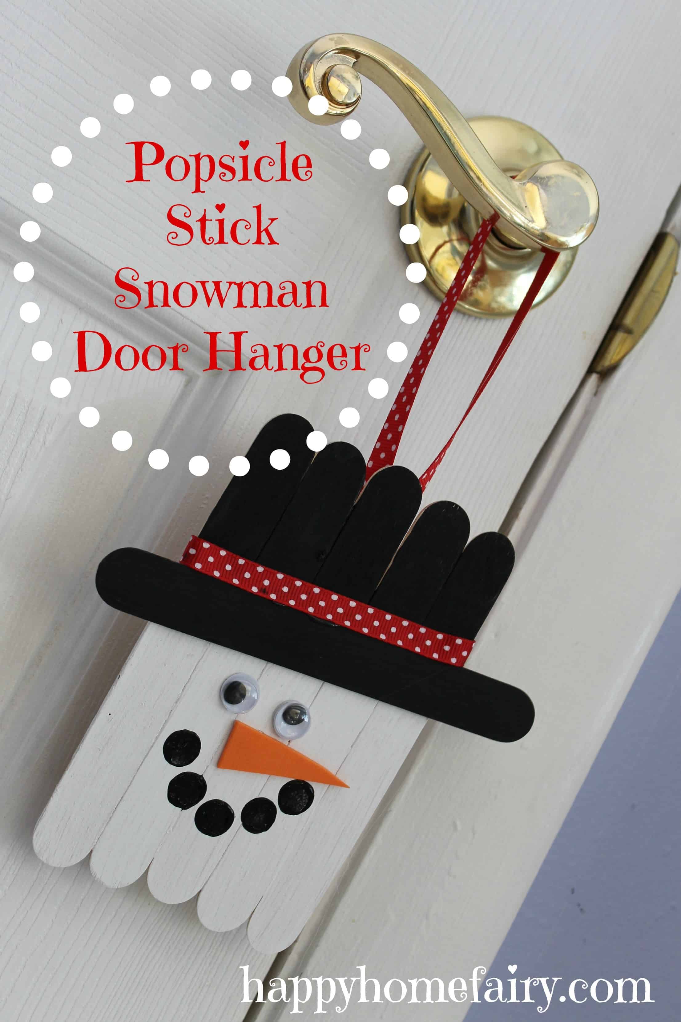 Popsicle stick snowman door hanger
