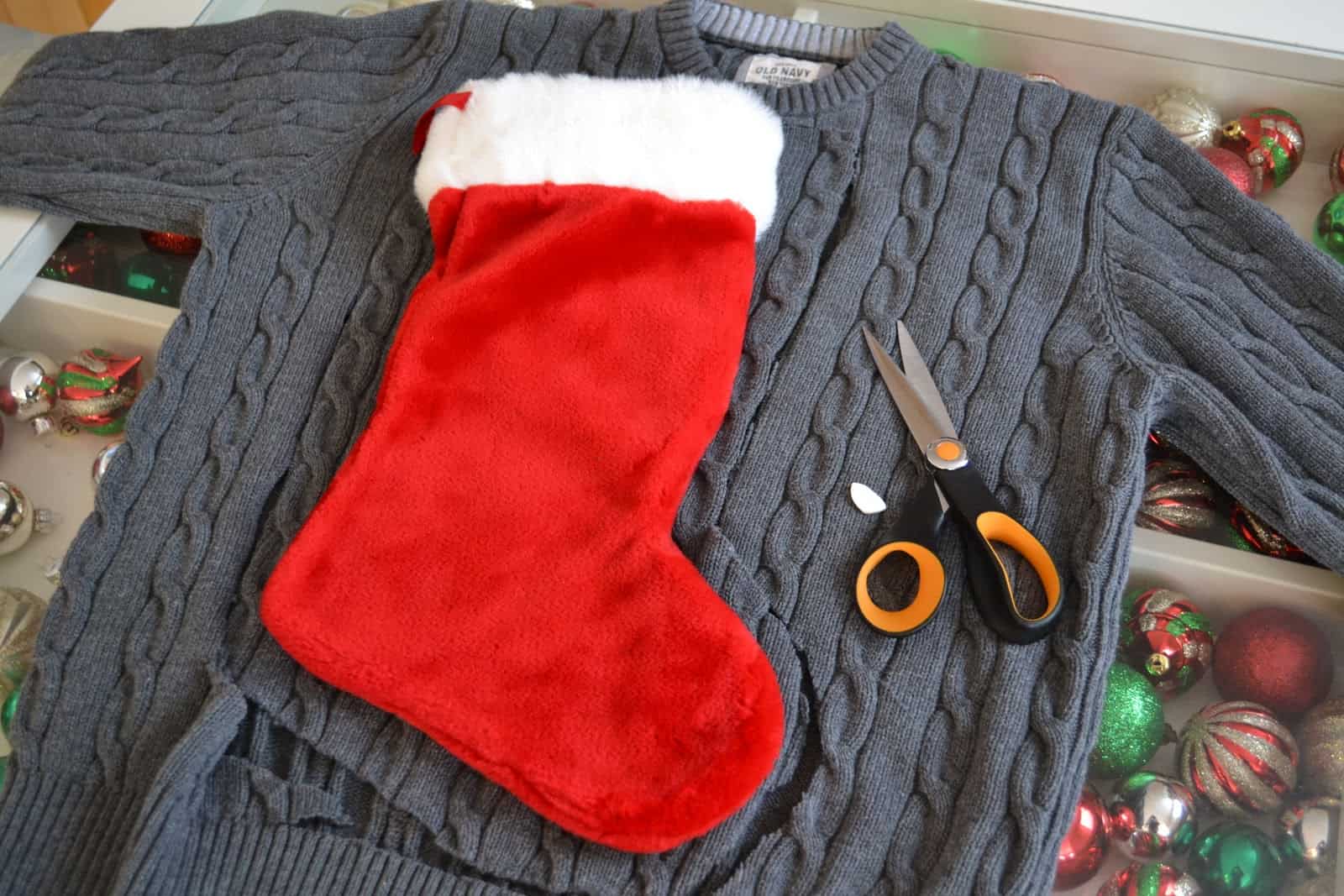 Upcycled sweater stocking