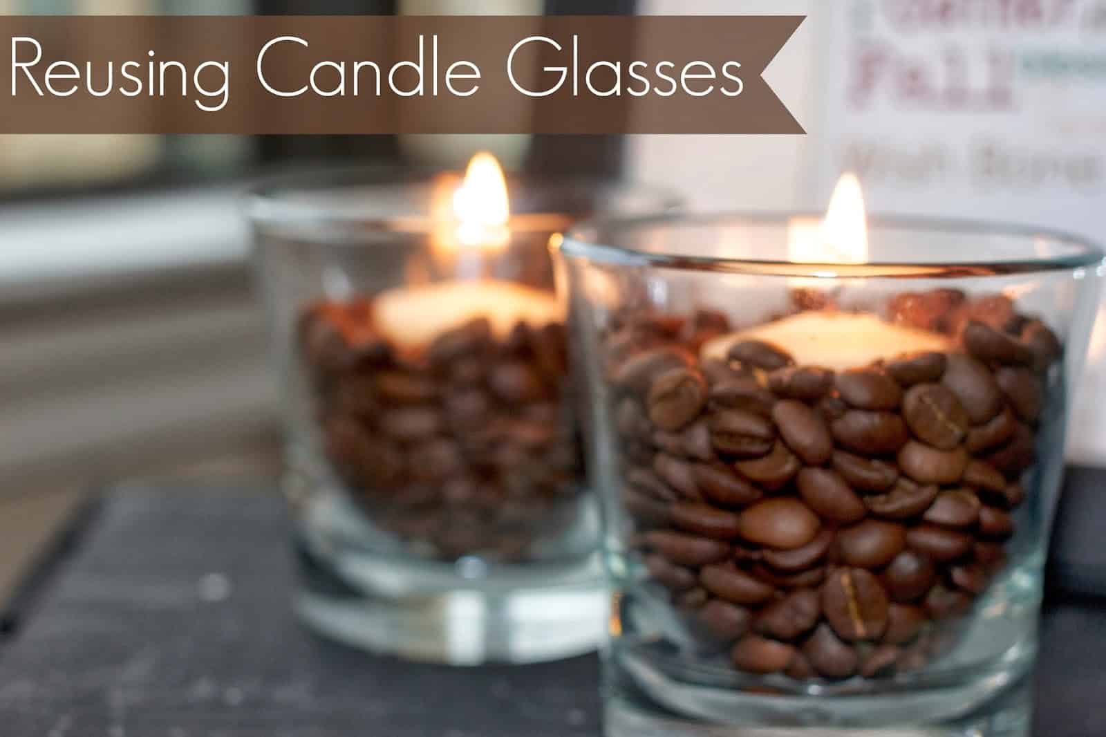 Cleaned and refilled coffee bean candle jars