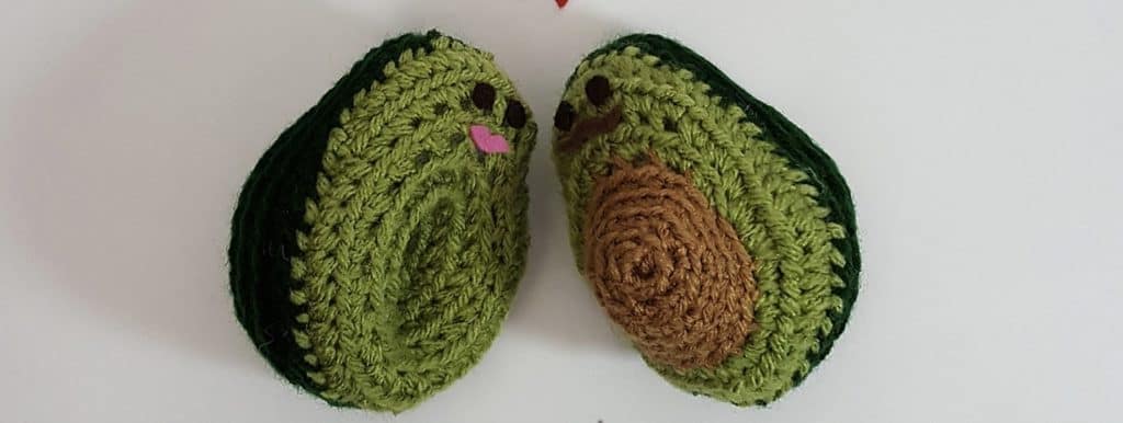 Crocheted avocado couple