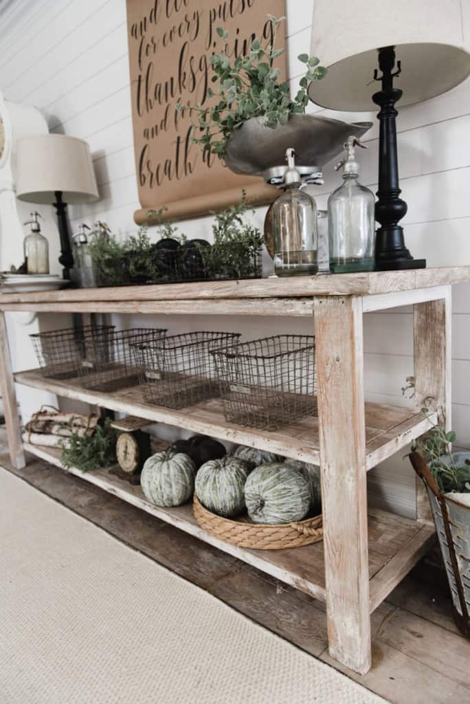 DIY rustic wooden stand with shelves