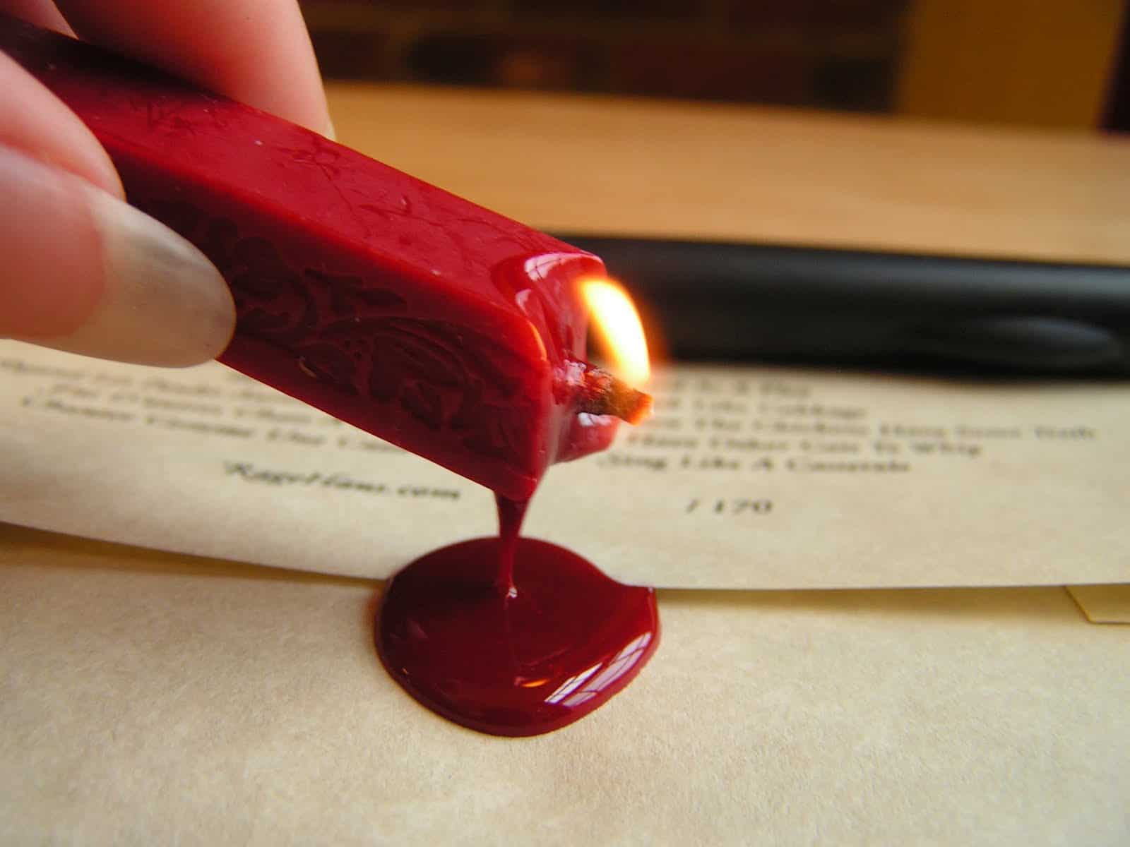 Letter wax from old candles