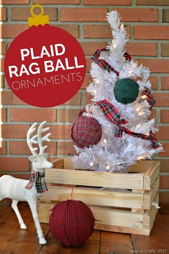 Plaid rag ball ornaments
