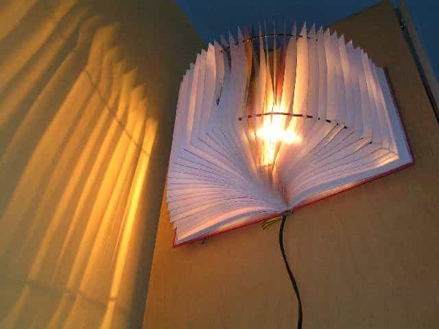 Recycled book lamp