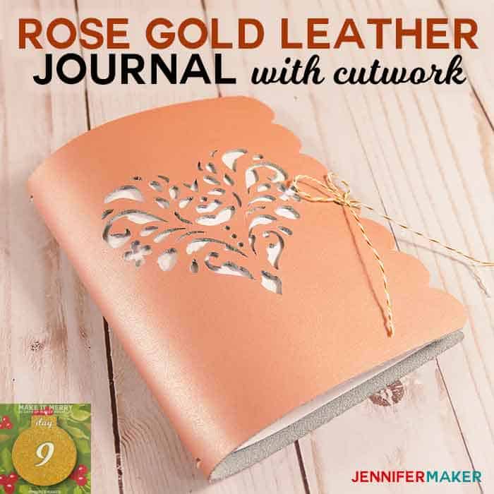 Rose gold leather journal with cutout