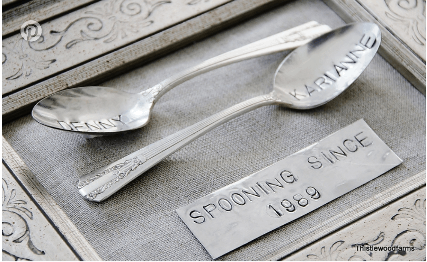 Silver stamped spoon wall art