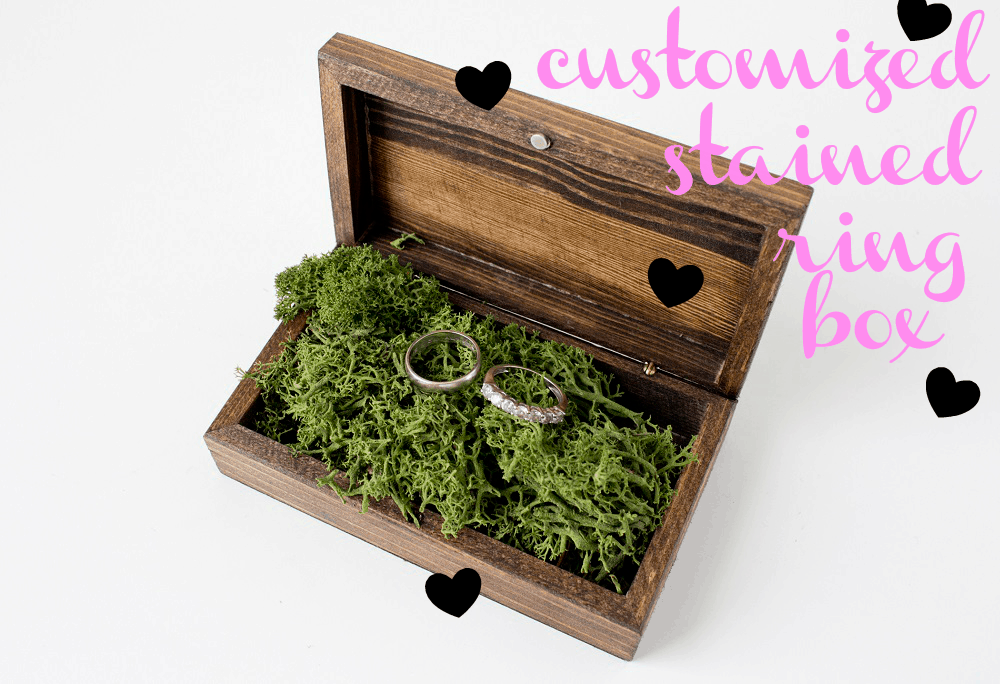 Stained wood and moss ring box