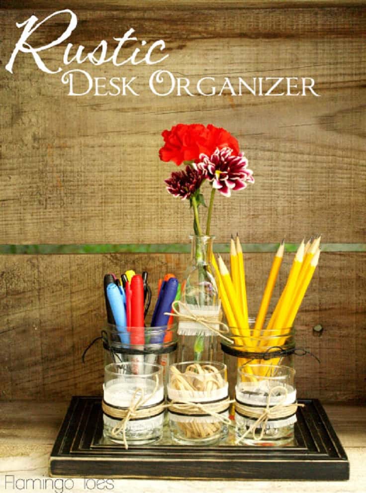 DIY rustic desk organizer