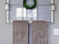 Old window turned towel rack 200x150 Refreshing Homemade Spring Makeover: Fabulous DIY Bathroom Wall Decor