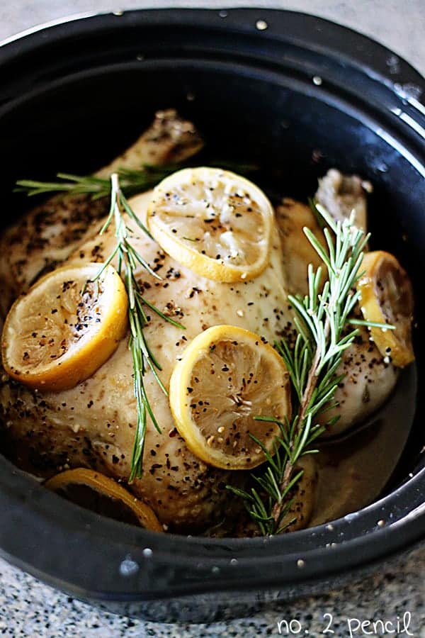 Slow cooker lemon garlic chicken