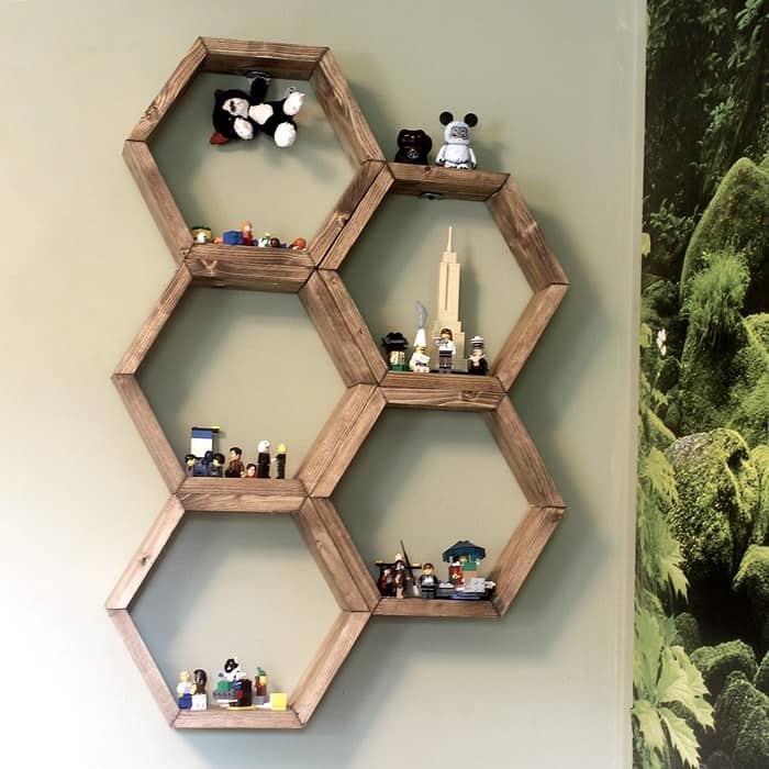 Wooden honeycomb shelves