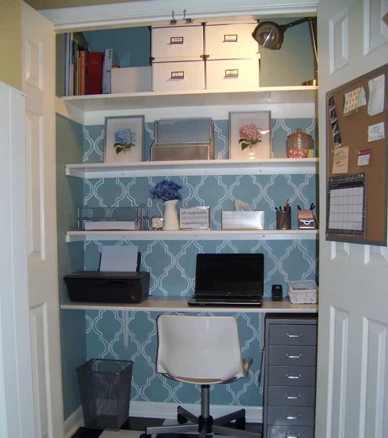 Closet office with more shelving