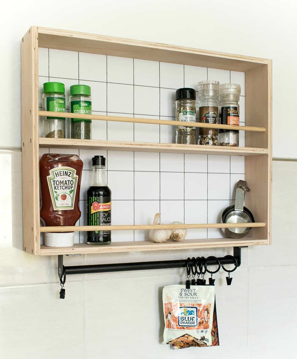 DIY wall mounted spice rack