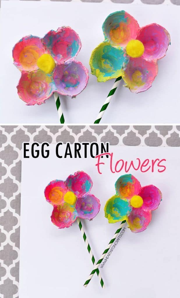 Egg carton flowers