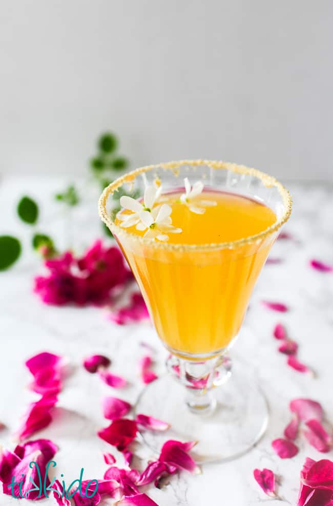Elderflower honey peach spring cocktail