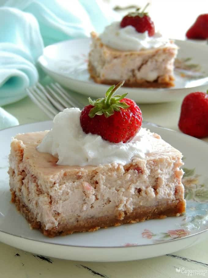 Fresh strawberry cheesecake bars