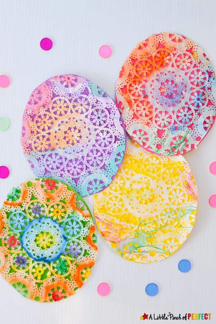 Lace doily Easter eggs