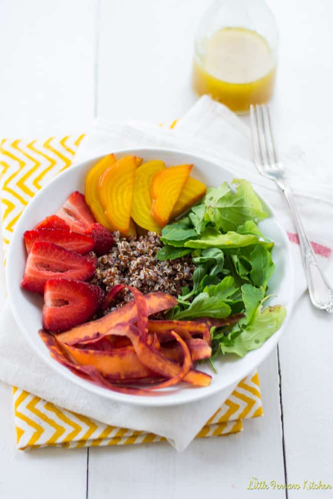 Rainbow quinoa salad with honey citrus vinaigrette